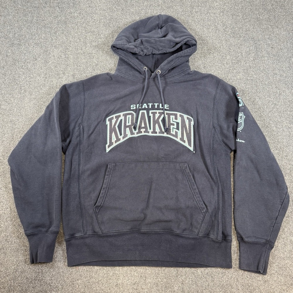 Champion Reverse Weave Hoodie Mens Medium‎ Blue Seattle Kraken NHL Hockey Sports
